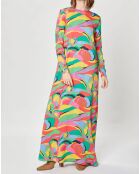 Robe longue Caftan Purple Country Pop fluo