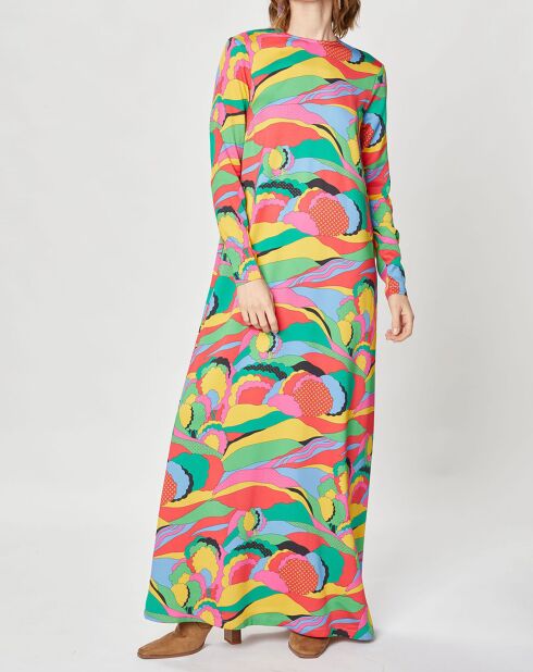 Robe longue Caftan Purple Country Pop fluo