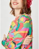 Robe longue Caftan Purple Country Pop fluo