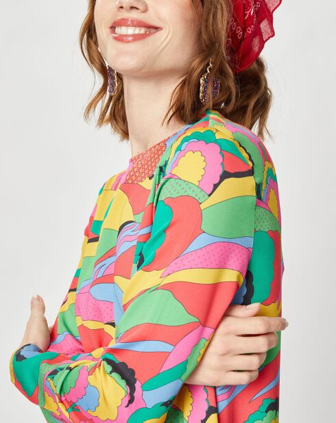 Robe longue Caftan Purple Country Pop fluo
