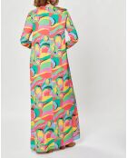Robe longue Caftan Purple Country Pop fluo