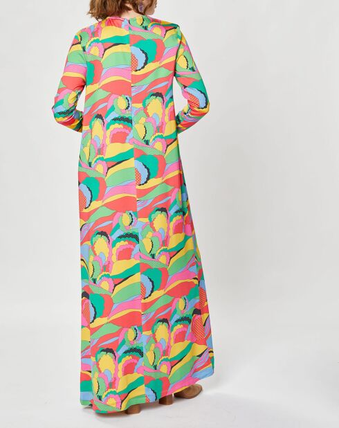 Robe longue Caftan Purple Country Pop fluo