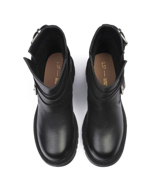 Bottines en Cuir Hard Rock noires - Talon 5.5 cm