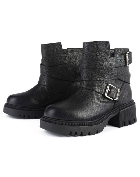 Bottines en Cuir Hard Rock noires - Talon 5.5 cm