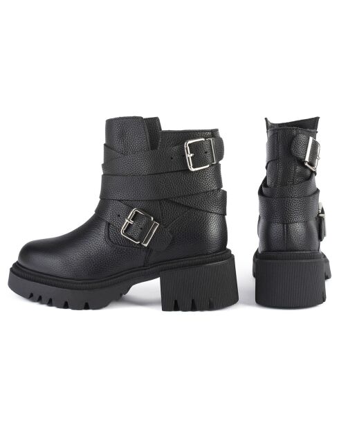 Bottines en Cuir Hard Rock noires - Talon 5.5 cm