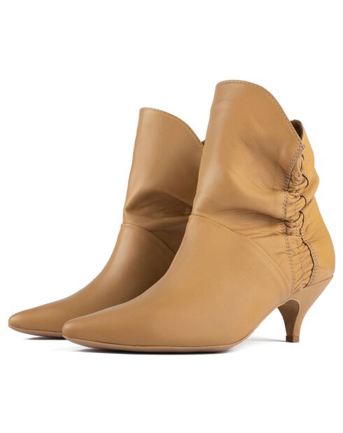 Bottines en Cuir Make Me Like You camel - Talon 6 cm
