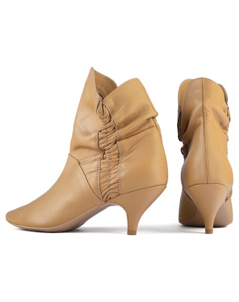 Bottines en Cuir Make Me Like You camel - Talon 6 cm