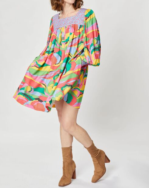 Robe Purple Country print bleu gris