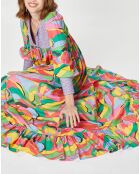 Robe longue Purple Country print bleu gris