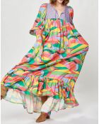 Robe longue Purple Country print bleu gris