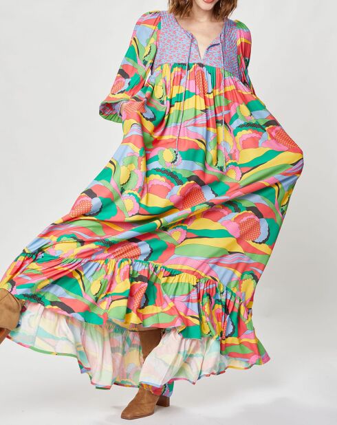 Robe longue Purple Country print bleu gris