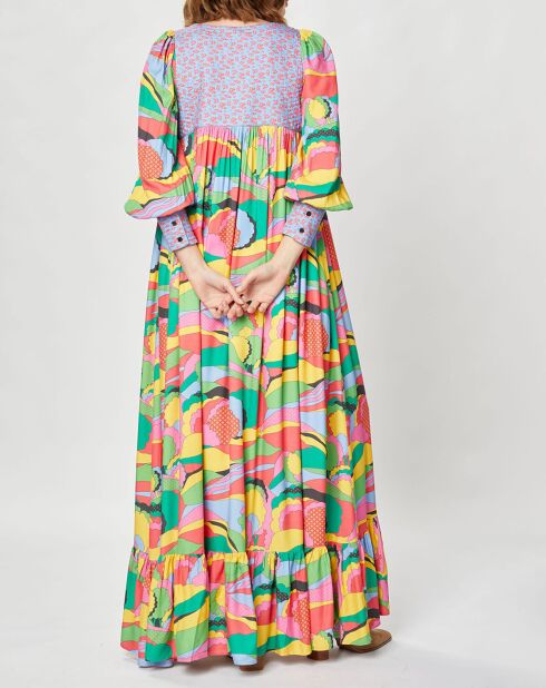 Robe longue Purple Country print bleu gris