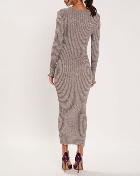 Robe en maille Côte Lurex argentée