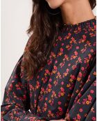 Top Fall Winter Mix imprimée rose/noir