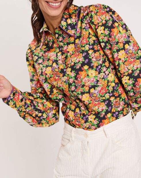Chemise Liberty Fauve imprimée noir/multicolore