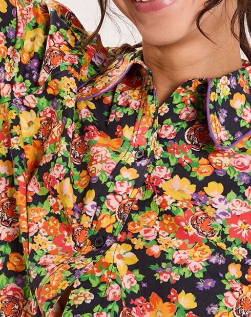 Chemise Liberty Fauve imprimée noir/multicolore