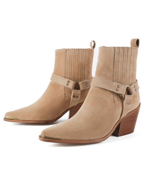 Bottines en Cuir On The Horizon tan - Talon 5 cm