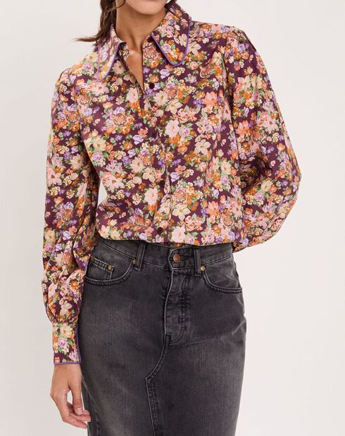 Chemise Liberty Fauve imprimée cerise noire/multicolore