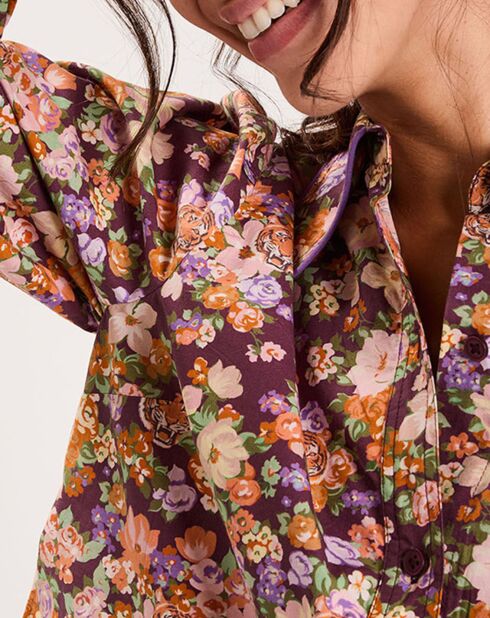 Chemise Liberty Fauve imprimée cerise noire/multicolore