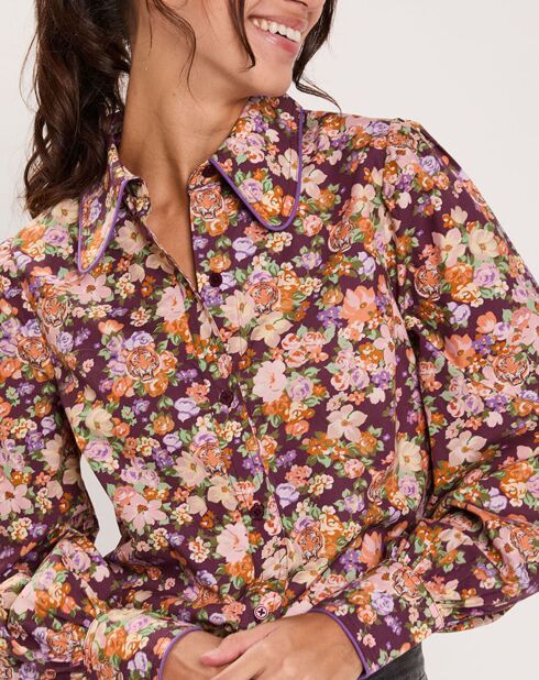 Chemise Liberty Fauve imprimée cerise noire/multicolore