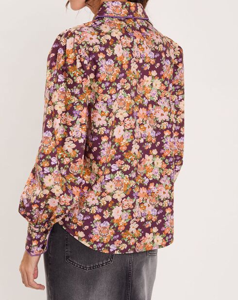 Chemise Liberty Fauve imprimée cerise noire/multicolore