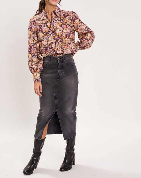 Chemise Liberty Fauve imprimée cerise noire/multicolore