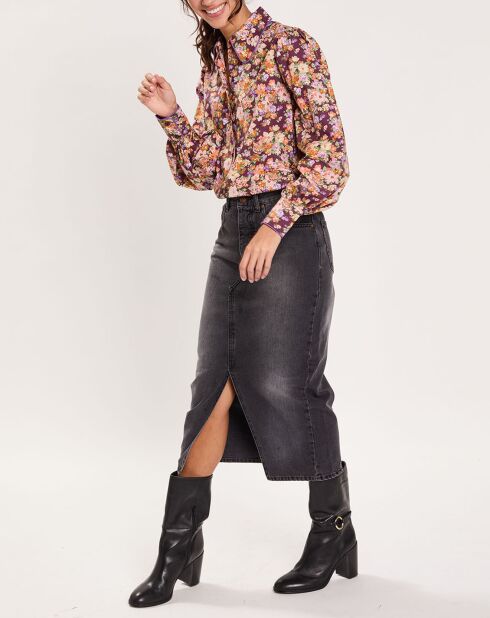 Chemise Liberty Fauve imprimée cerise noire/multicolore