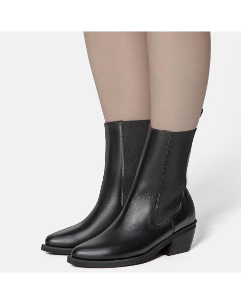 Bottines en Cuir Round The World noires