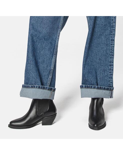 Bottines en Cuir Round The World noires