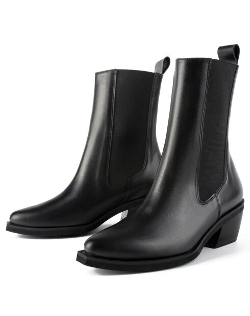 Bottines en Cuir Round The World noires