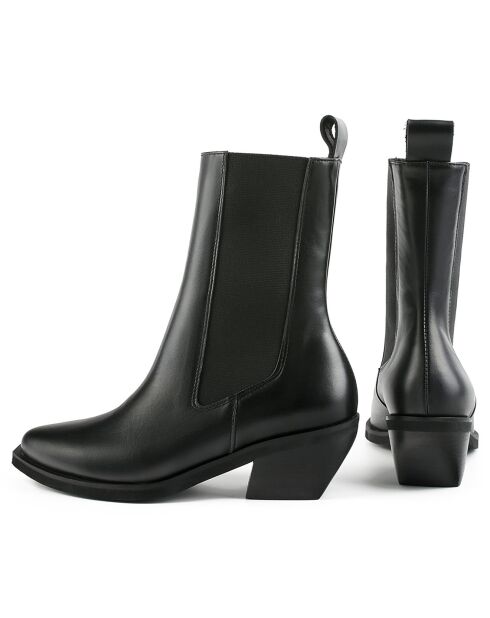 Bottines en Cuir Round The World noires