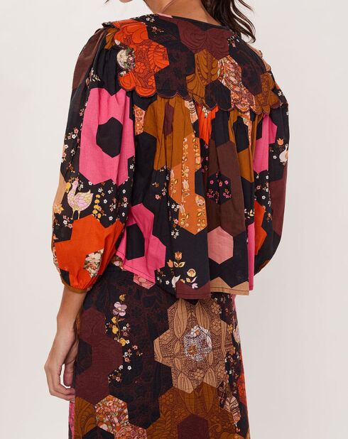 Blouse Médiéval Patchwork imprimée multicolore