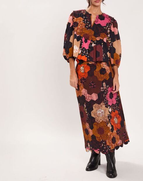 Blouse Médiéval Patchwork imprimée multicolore
