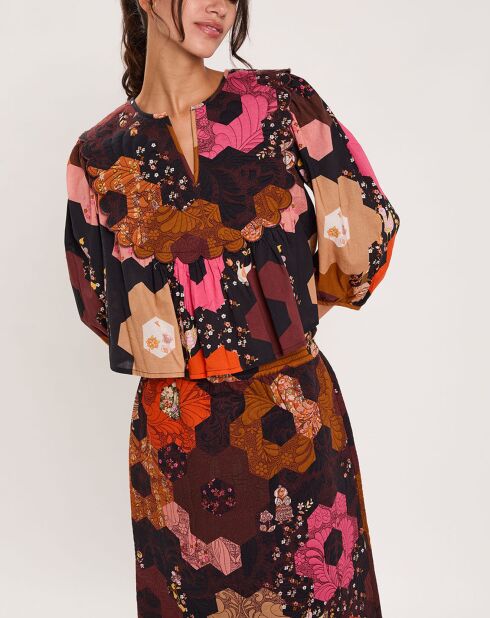 Blouse Médiéval Patchwork imprimée multicolore