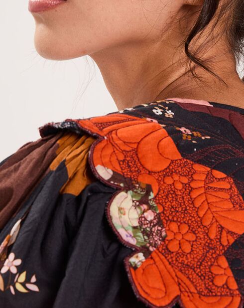 Blouse Médiéval Patchwork imprimée multicolore