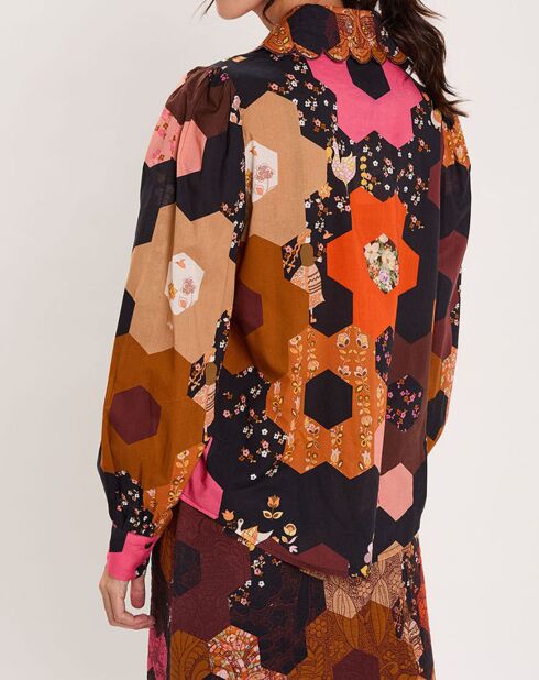 Chemise Médiéval Patchwork imprimée multicolore