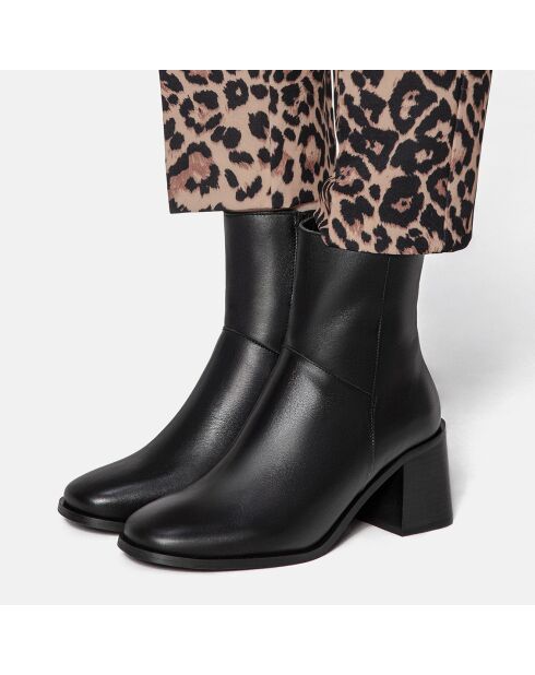 Bottines en Cuir Stay Higher noires - Talon 5 cm