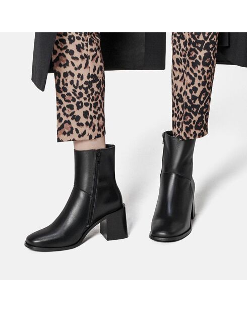Bottines en Cuir Stay Higher noires - Talon 5 cm