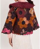Manteau fourré Médiéval Patchwork imprimé multicolore