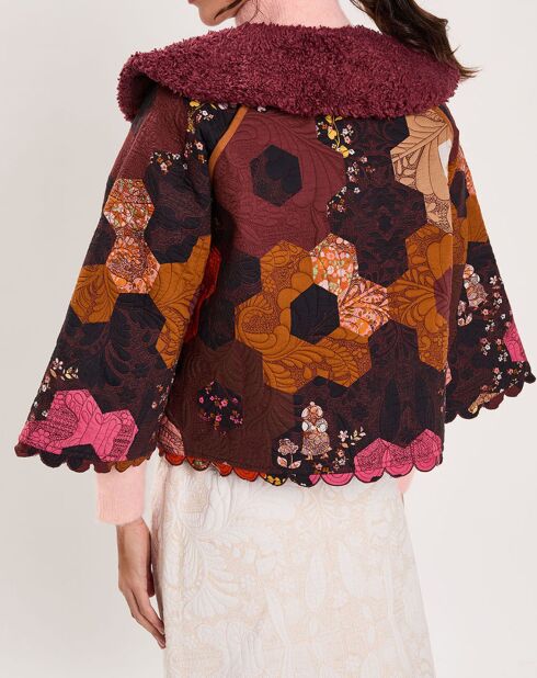Manteau fourré Médiéval Patchwork imprimé multicolore