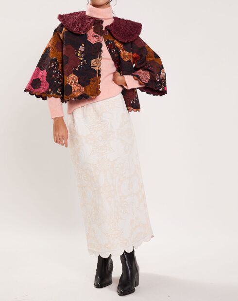 Manteau fourré Médiéval Patchwork imprimé multicolore