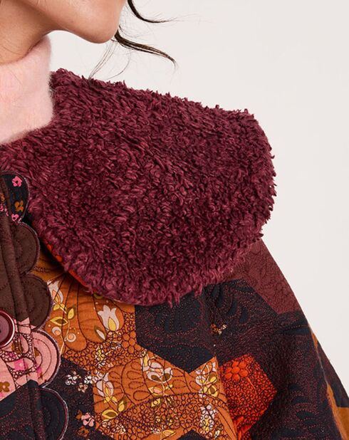 Manteau fourré Médiéval Patchwork imprimé multicolore