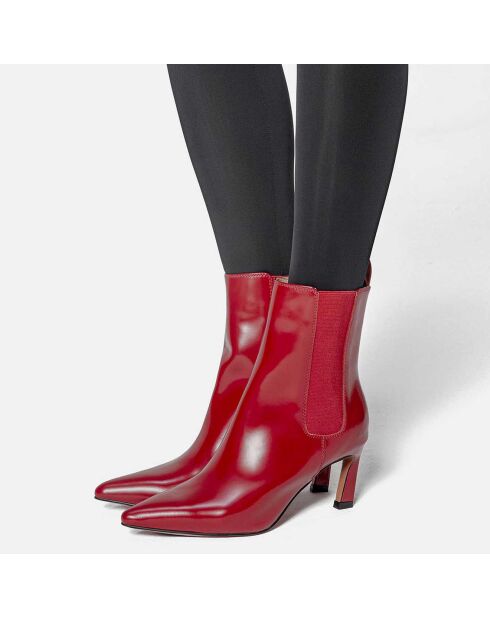 Bottines en Cuir Straight To The Point rouges - Talon 7 cm