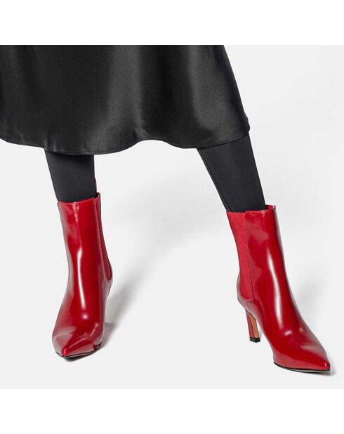 Bottines en Cuir Straight To The Point rouges - Talon 7 cm
