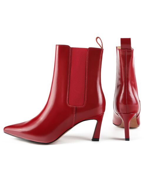 Bottines en Cuir Straight To The Point rouges - Talon 7 cm
