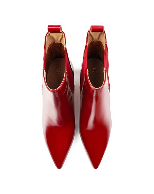 Bottines en Cuir Straight To The Point rouges - Talon 7 cm