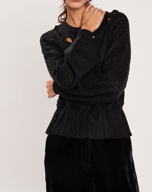 Pull ajouré Pointelle noir