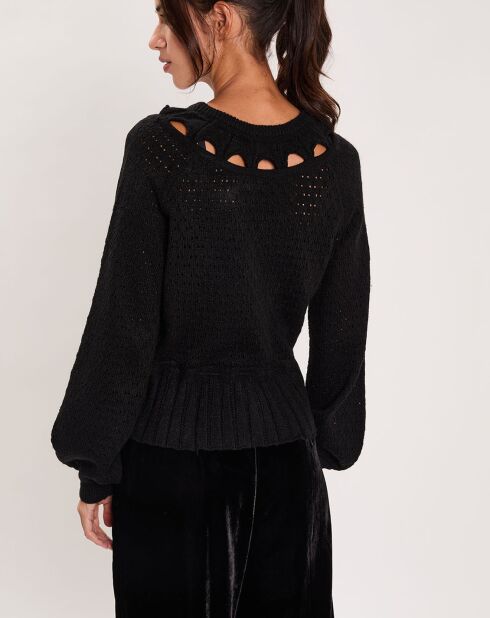 Pull ajouré Pointelle noir