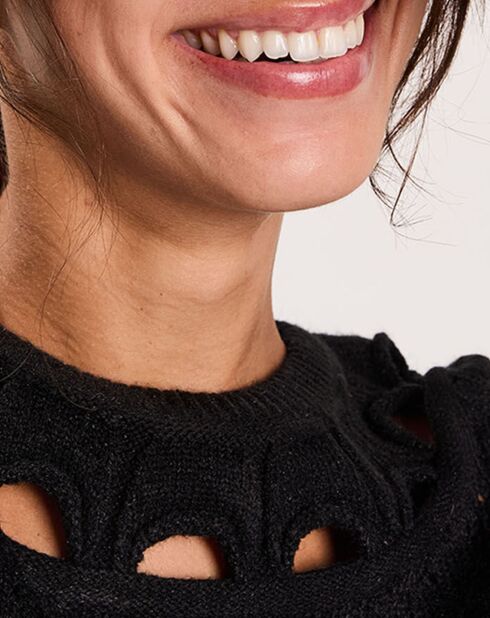 Pull ajouré Pointelle noir