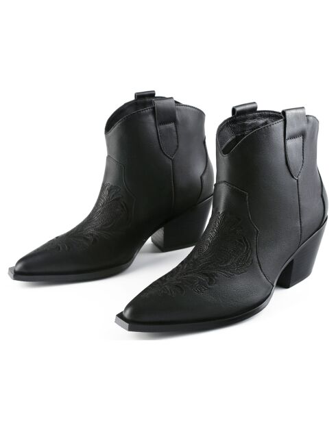 Bottines en Cuir West Valley City noires - Talon 6.7 cm